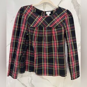 J. Crew Women's Plaid Tartan Blouse Size S